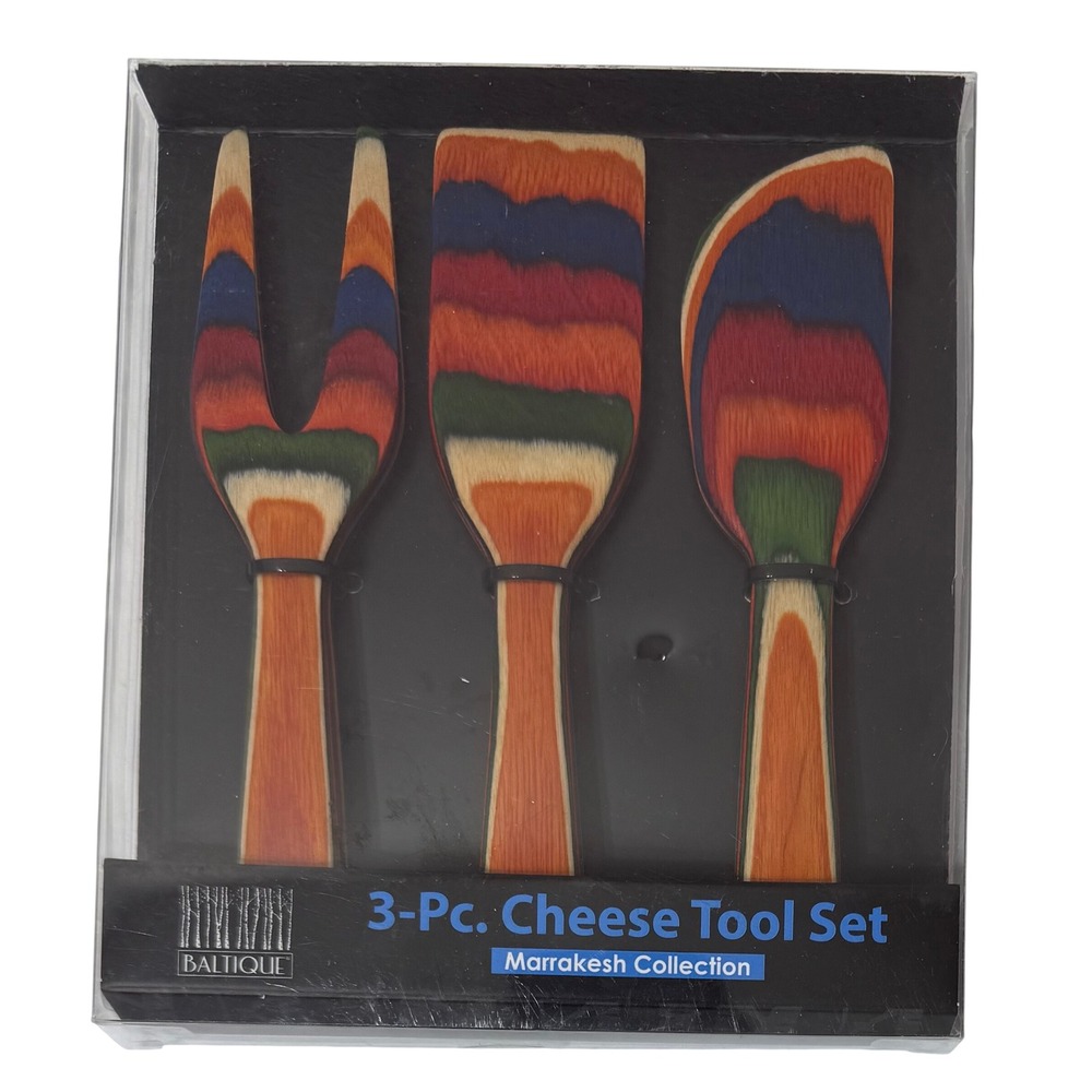 Baltique Marrakesh Collection 3-Pc Colored Birch Wood Cheese Tool Set 20-9509